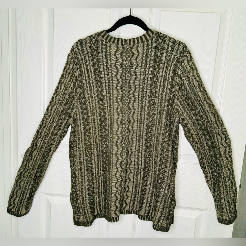 eight eight eight Multi-Green Crew Neck Split Hem Cotton Tunic Sweater. Size XL. - Picture 3 of 3